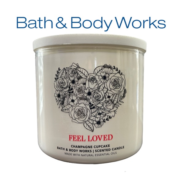 FEEL LOVED CHAMPAGNE CUPCAKE BRAND NEW BATH & BODY WORKS 3 WICK CANDLE - Picture 2 of 6